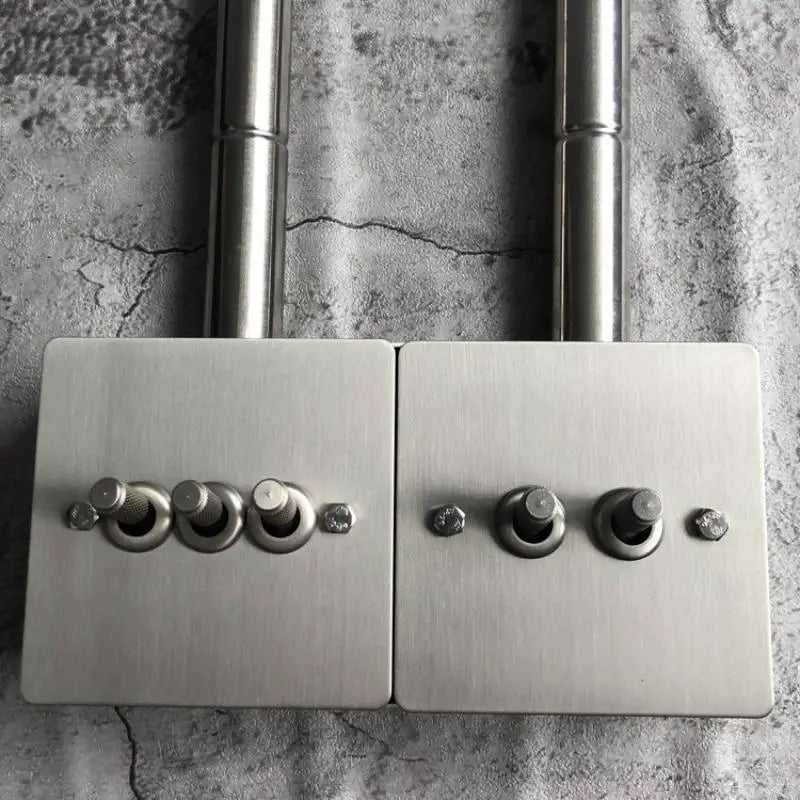 Industrial Knurled Toggle Wall Switch 1-4 Gang Stainless Steel Retro Toggle Wall Switch Nixie