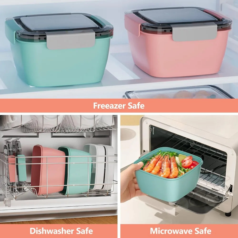 Portable Mesh Salad Bowl Lunch Box with Leak-Proof Dressing Cup Salad Lunch Container Nixie