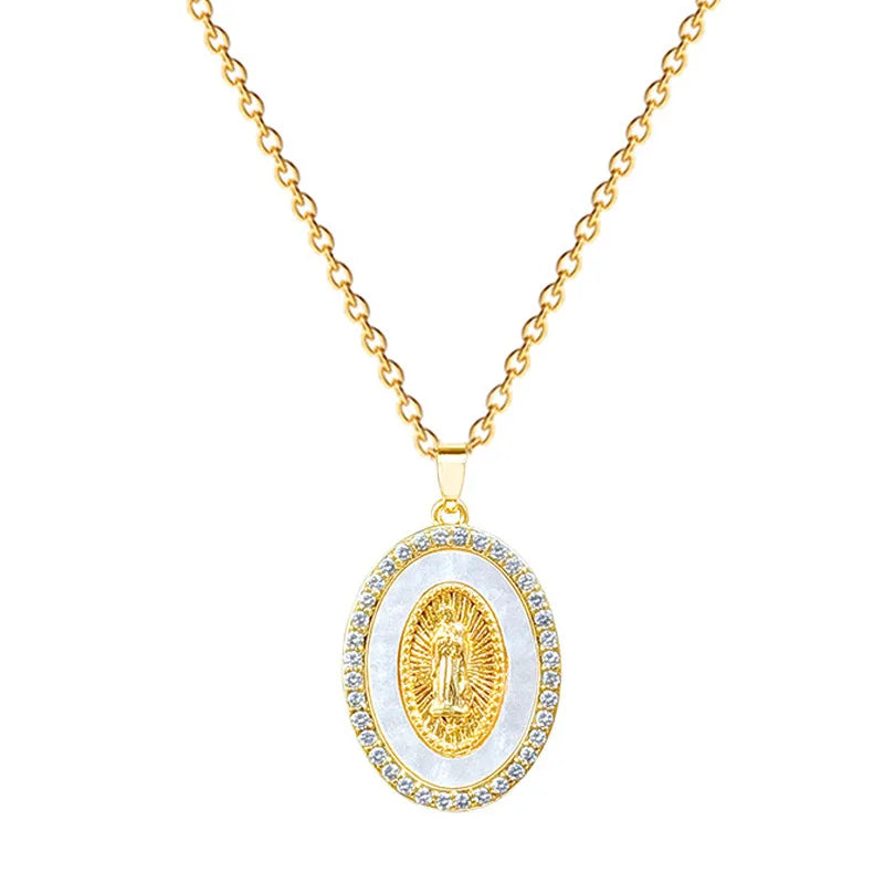 Egg-Shape Portrait Pendant Necklace | Gold Clavicle Chain Pendant Necklace Nixie