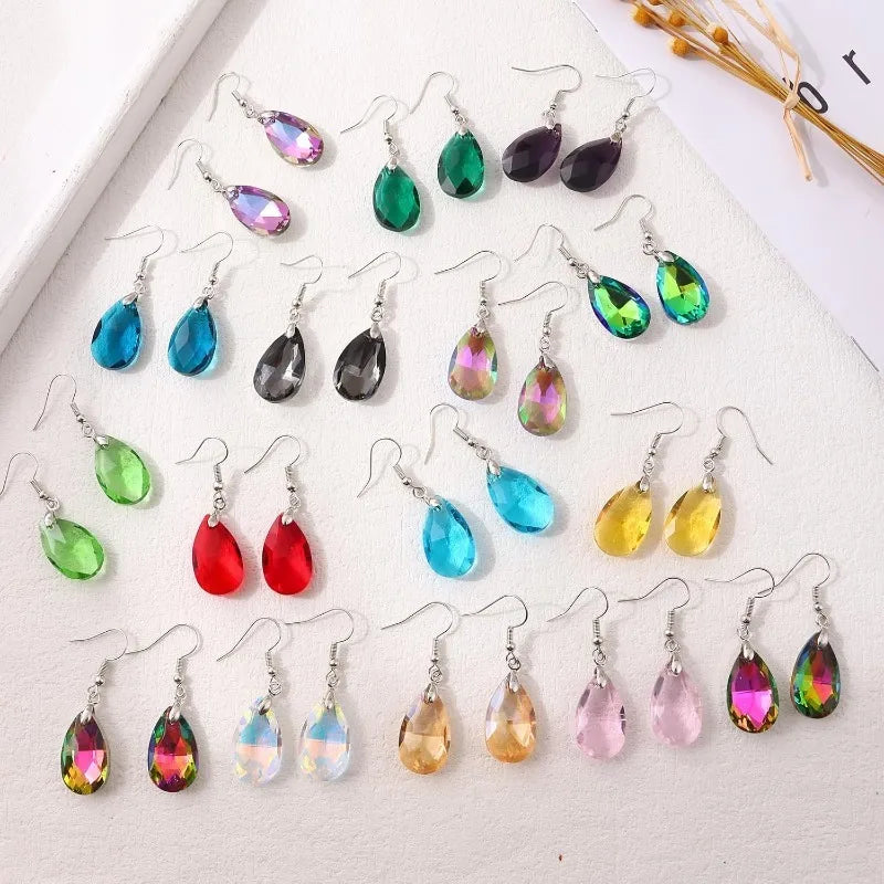 5 Pairs Crystal Heart Teardrop Dangle Earrings for Women Crystal Dangle Earrings Nixie