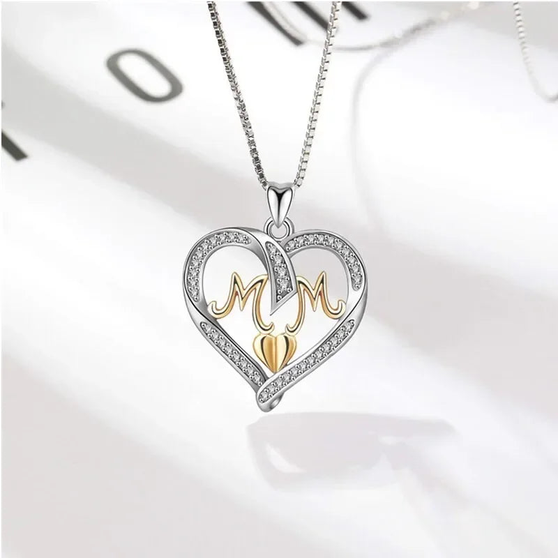 Heart Love Mom Pendant Necklace – Zinc Alloy Mood Tracker Pendant Necklace Nixie