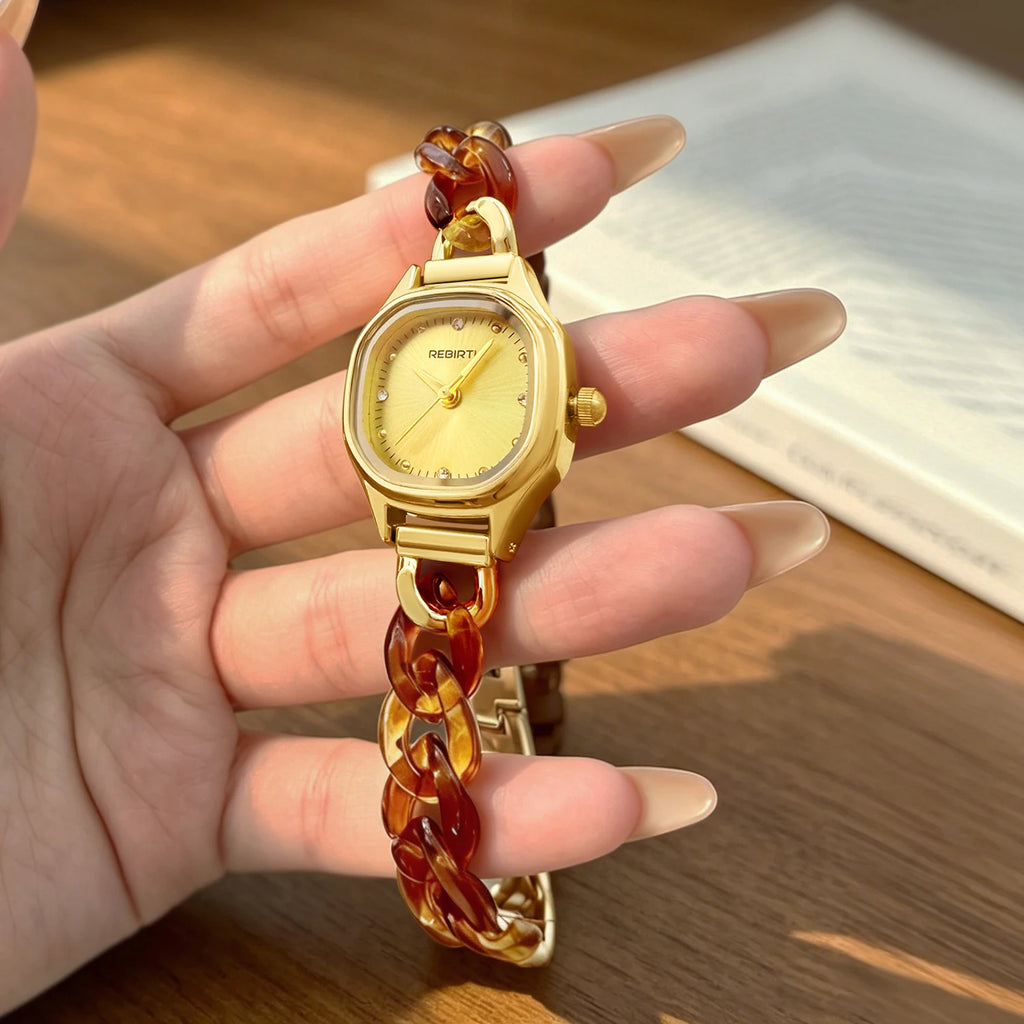 REBIRTH Women's Retro Quartz Watch | Light Luxury Fashion Women's Quartz Watch Nixie