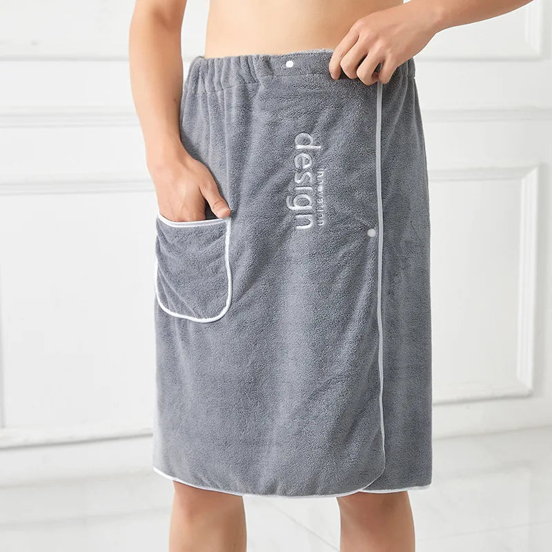 Men's Coral Fleece Shower Wrap Towel Dress – Quick-Dry Bath Towel Wrap Nixie
