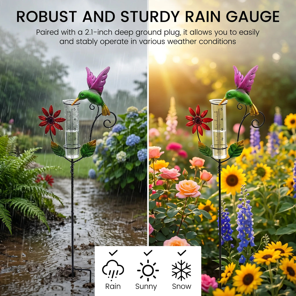 Hummingbird Decorative Rain Gauge – Freeze-Proof Glass Tube Decorative Rain Gauge Nixie