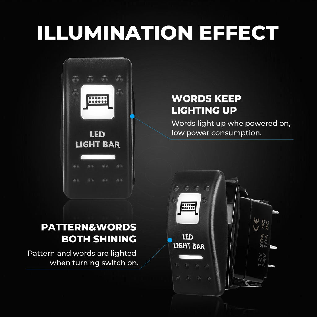 UTV LED Illuminated Rocker Switch 12-24V | Can-Am Polaris Yamaha LED Rocker Switch Nixie