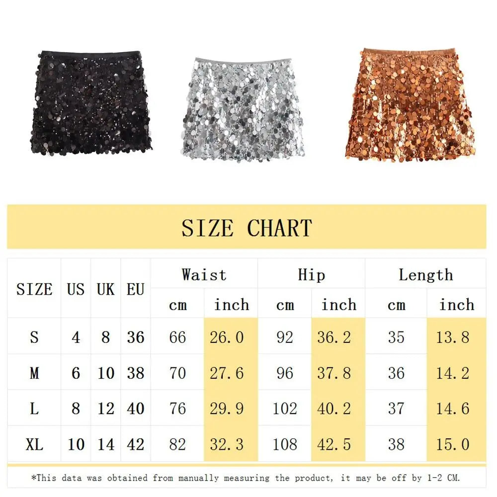 High Waist Sequin Mini Skirt A-Line Party Club Skirt Women Sequin Mini Skirt Nixie