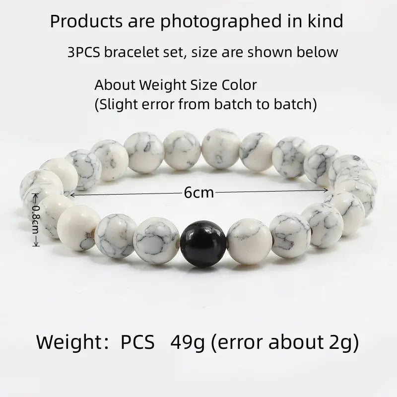 3-Piece Unisex Beaded Bracelet Set – 8mm Turquoise & Stone Beaded Bracelet Set Nixie