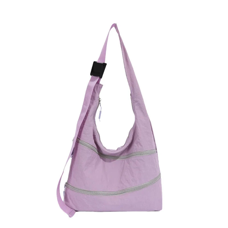 Minimalist Nylon Crossbody Bag Wide Strap – Nixie Sling Bag Crossbody Shoulder Bag Nixie BB-1473Light Purple