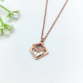 Double Layer Zircon Square Pendant Necklace | Stainless Steel Pendant Necklace Nixie XL1470-002
