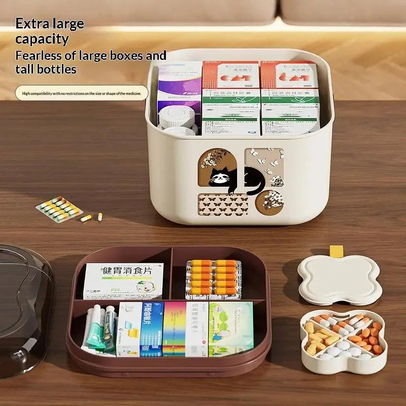 Clear 2-Tier Pill Organizer Box | Family & Travel Storage Pill Organizer Box Nixie