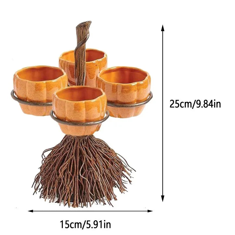 Halloween Pumpkin Snack Bowl Stand – Fall Party Serving Set Snack Serving Stand Nixie