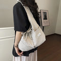 Korean Style Patterned Canvas Tote Bag – Large Capacity Women Canvas Tote Bag Nixie Off-white