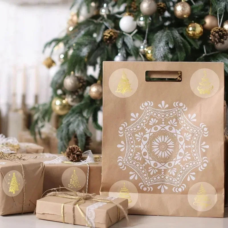 500pcs Gold Foil Christmas Tree Stickers – Clear Vinyl Decals Holiday Craft Stickers Nixie