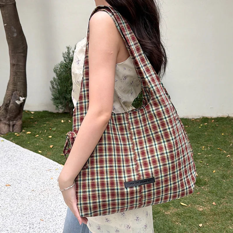 Nixie Plaid Crossbody Bag – Large Capacity Women's Tote Crossbody Shoulder Bag Nixie brown plaid