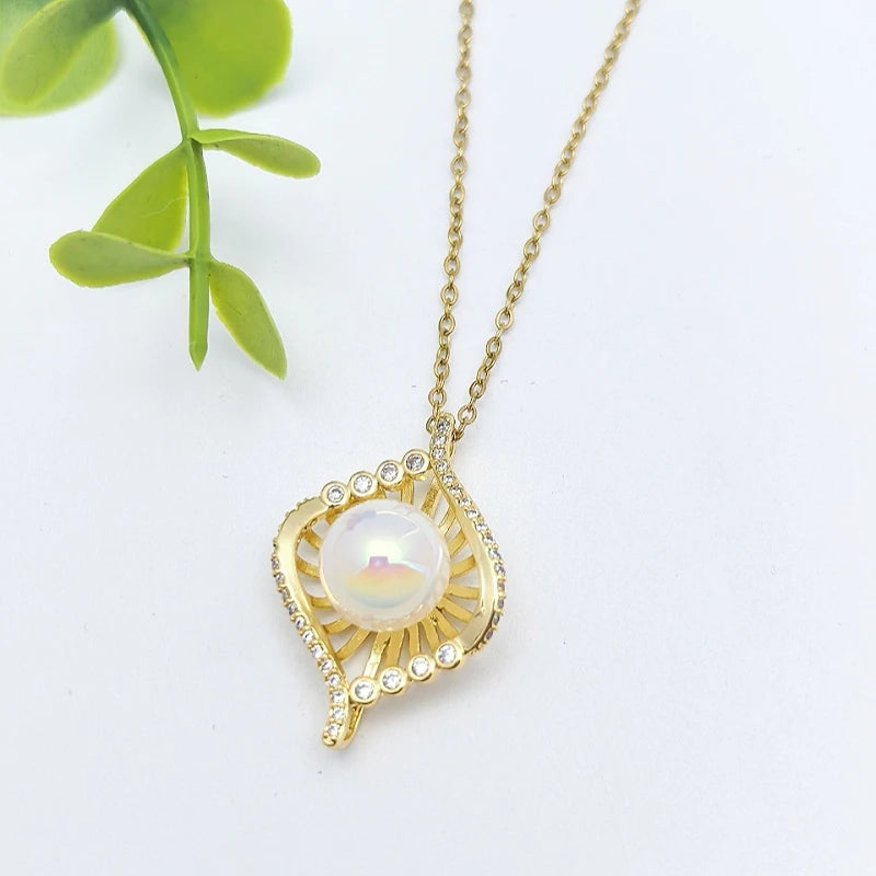 Mermaid Nest Pendant Necklace | Gold Stainless Steel Clavicle Chain Pendant Necklace Nixie