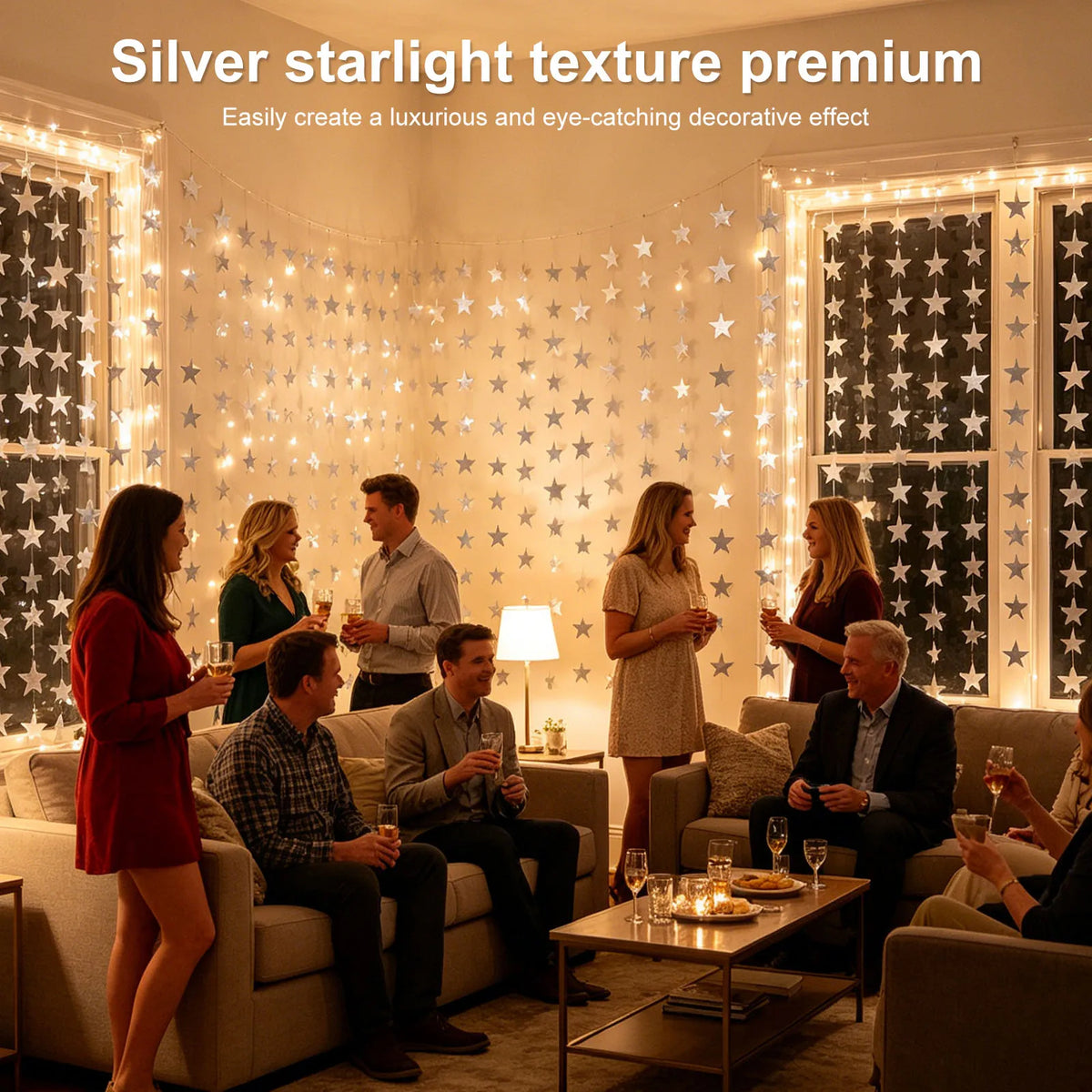 10/12Pcs Glitter Silver Star Garland Pendants – Party Décor Party Garland Decor Nixie