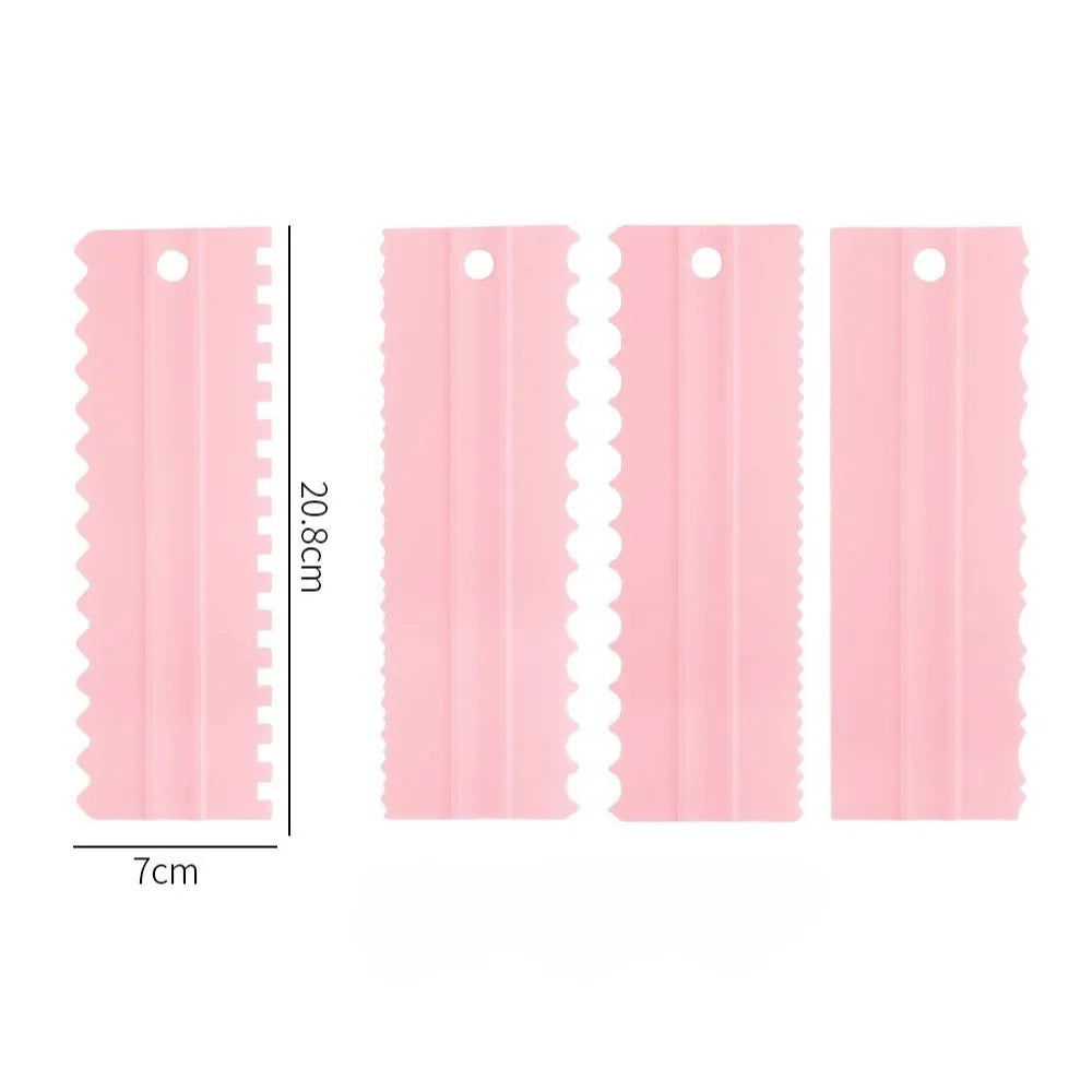 4Pcs Plastic Cake Scraper & Decorating Comb Set | Baking Tools