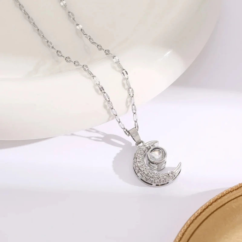 Moon Projection Necklace – "I Love You" in 100 Languages Pendant Necklace Nixie XL1783-27