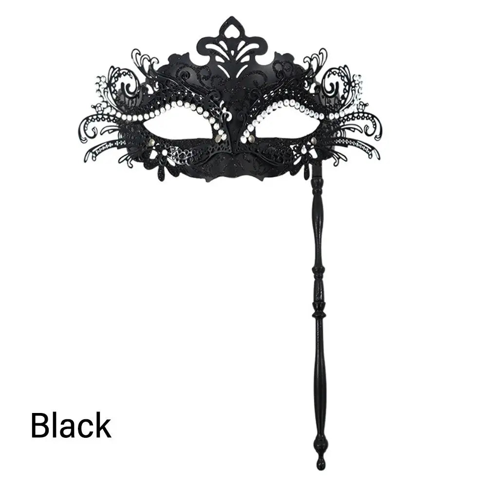 Mardi Gras Phoenix Masquerade Mask with Holding Stick Costume Masquerade Mask Nixie black
