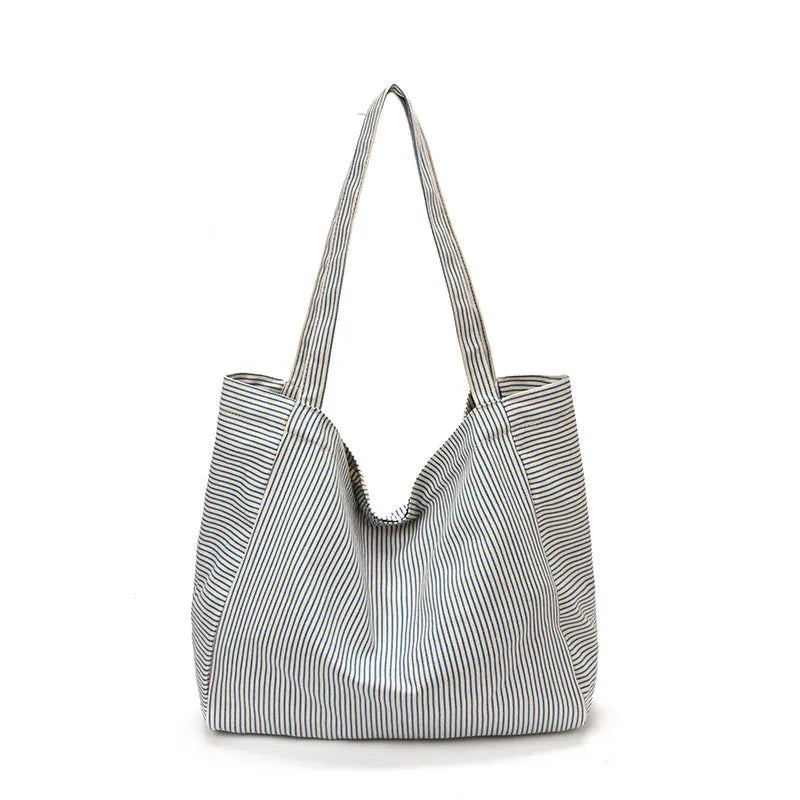 Women's Striped Canvas Tote Bag – Large Shoulder Bag Canvas Tote Bag Nixie