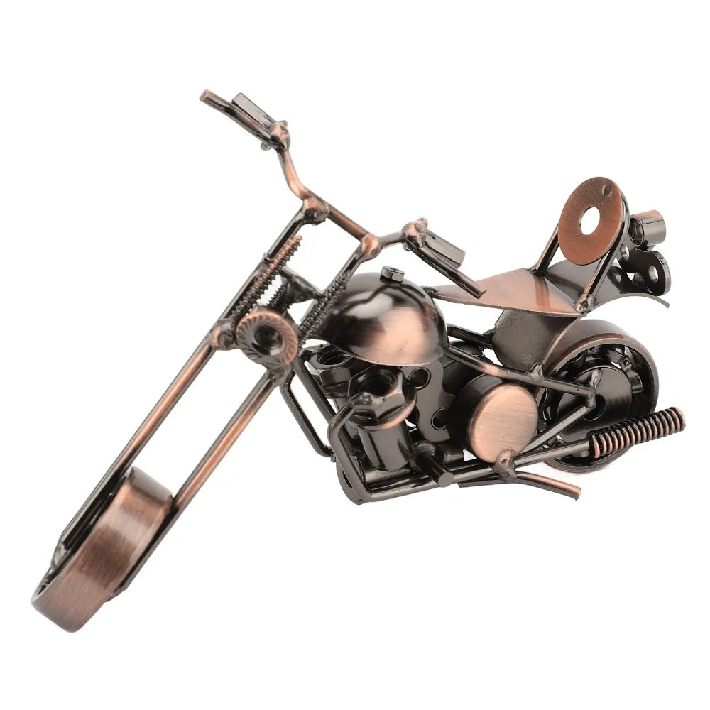 Handcrafted Iron Motorcycle Model – Movable Wheels & Handlebar Metal Motorcycle Figurine Nixie