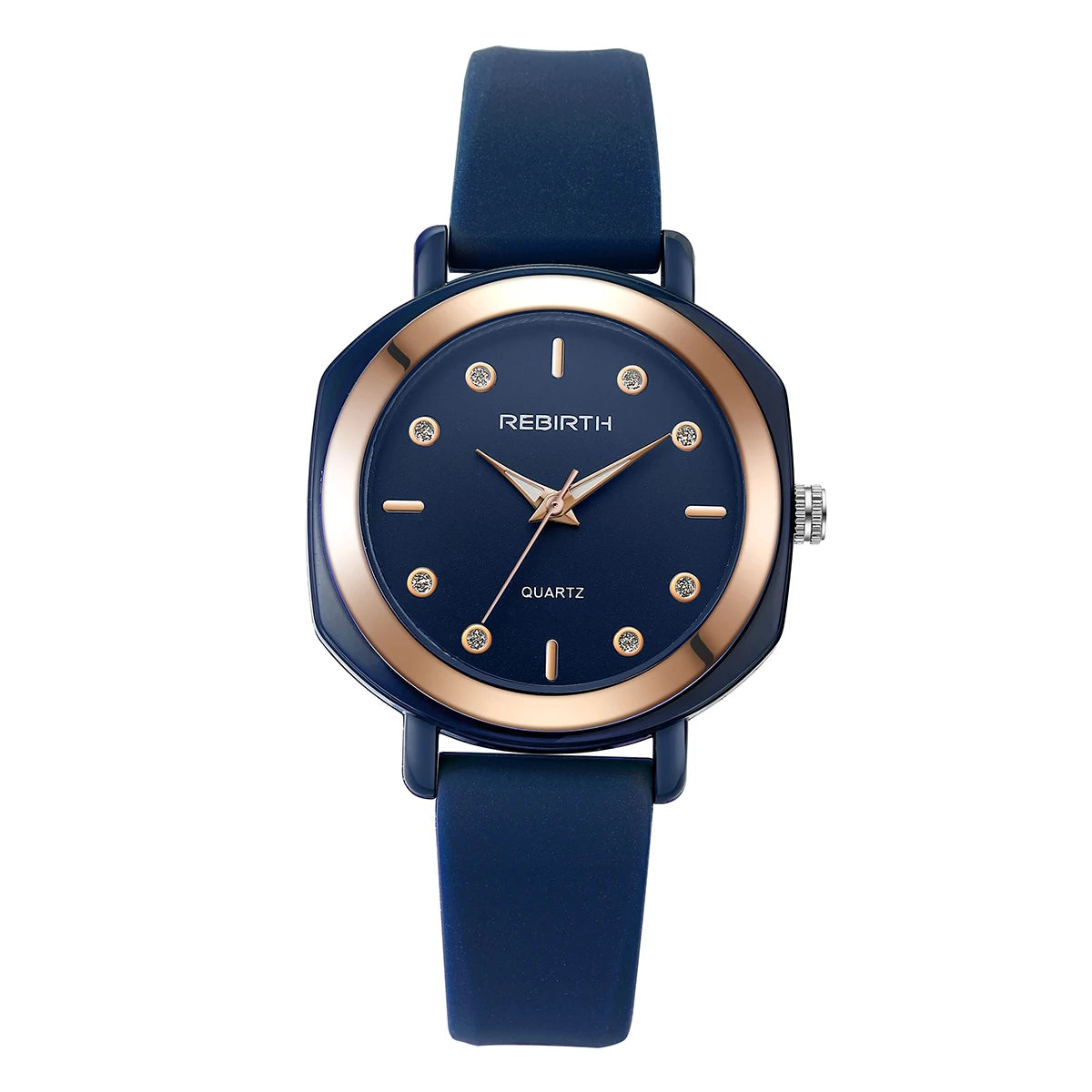 REBIRTH Women's Quartz Watch – Silicone Strap Numberless Dial Women's Quartz Watch Nixie Blue