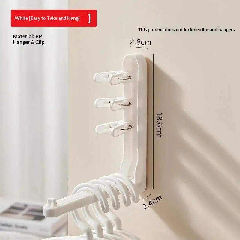 Foldable Wall-Mounted Clothes Hanger Organizer with Clips Hanger Storage Organizer Nixie WHITE