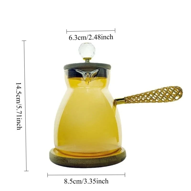 High Borosilicate Glass Turkish Coffee Pot with Side Handle