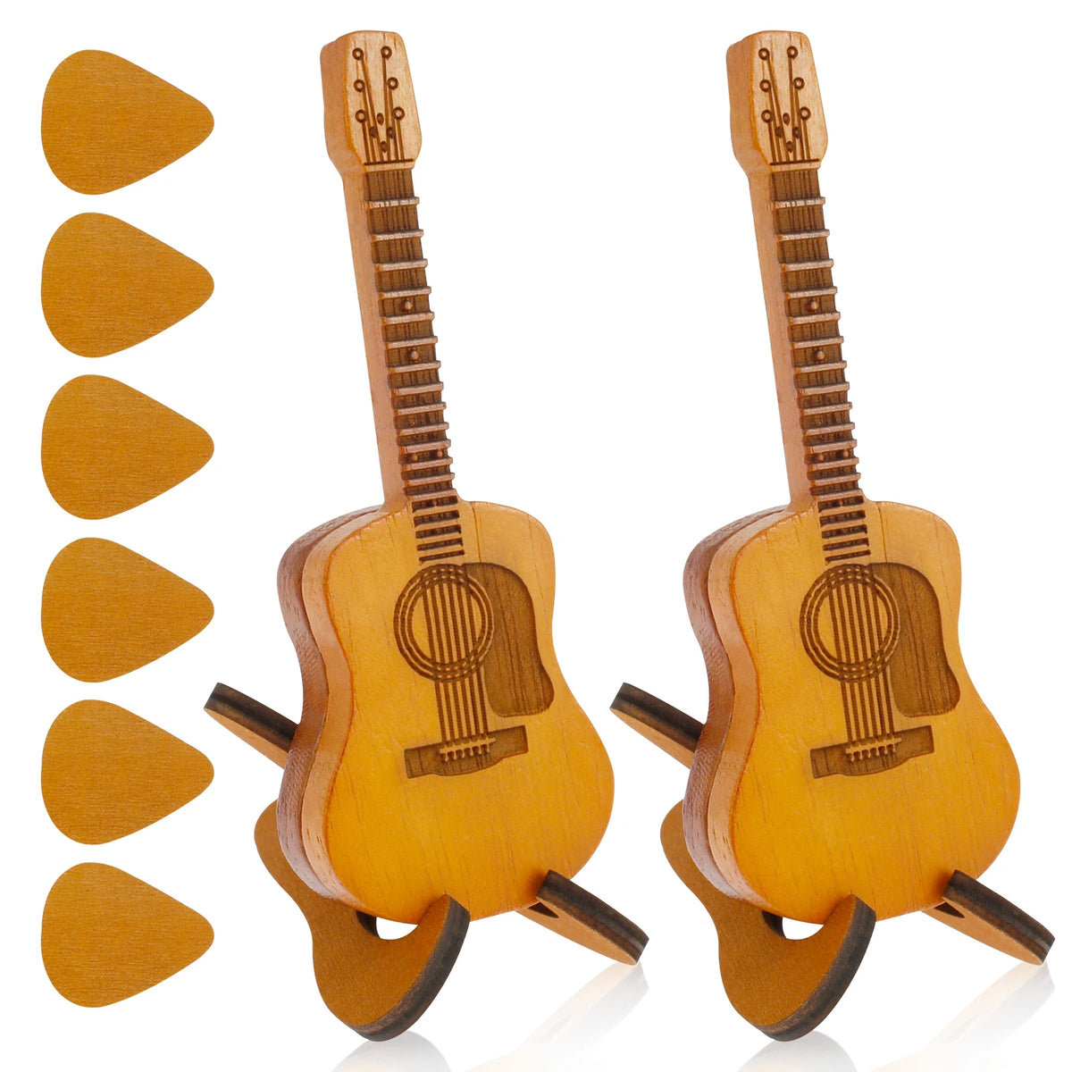 Bamboo Guitar Pick Case & Stand – Plectrum Storage Box Set