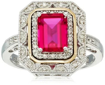 Art Deco Green Zircon Silver & Gold Fashion Ring | Sizes 6–10 Fashion Ring Nixie black 2