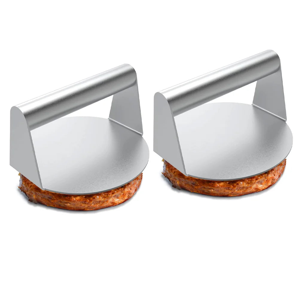 Stainless Steel Smash Burger Press | Non-Stick BBQ Meat Press Burger Press Nixie 2 pieces