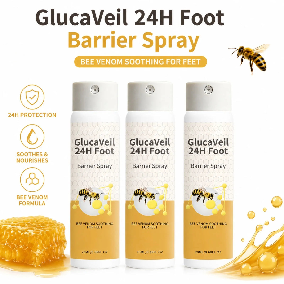 Bee Venom Foot Barrier Spray – 24H Anti-Friction Mist | 20ml Foot Care Spray Nixie
