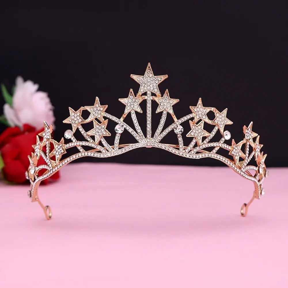 Baroque Crystal Rhinestone Crown Tiara – Gold & Silver Bridal Rhinestone Crown Tiara Nixie