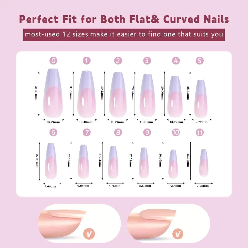 288 Pcs Press On Nails – Colorful Mixed Oval & Square Full Cover Tips Press On Nails Nixie
