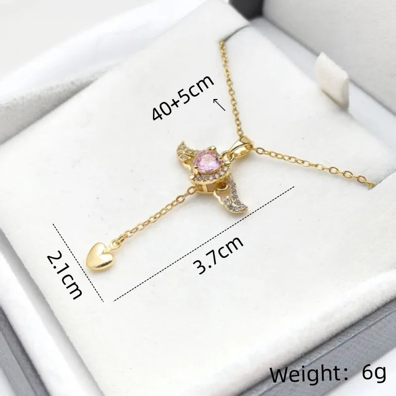 Cupid Heart Copper Pendant Necklace – Women's Elegant Jewelry Pendant Necklace Nixie