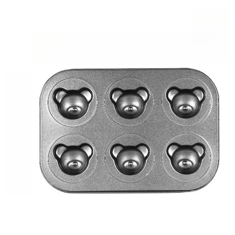 6-Hole Bear Baking Mold – Nonstick Carbon Steel Cake Pan Baking Mold Pan Nixie 1PCS