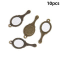 10PCS Antique Engraved Mini Mirror Charms – Retro Alloy Pendants DIY Jewelry Charms Nixie A5