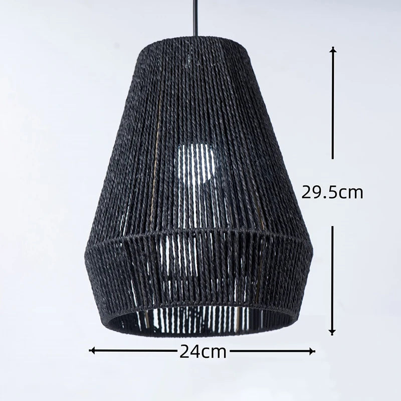 Handwoven Rattan Pendant Light Shade | Farmhouse Basket Lamp Pendant Lamp Shade Nixie Black