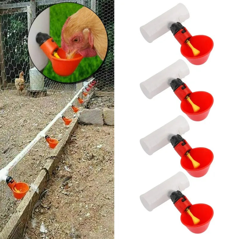 2Pcs Automatic Poultry Drinker Bowl Cups with Nipple Valve Poultry Drinker Bowl Nixie