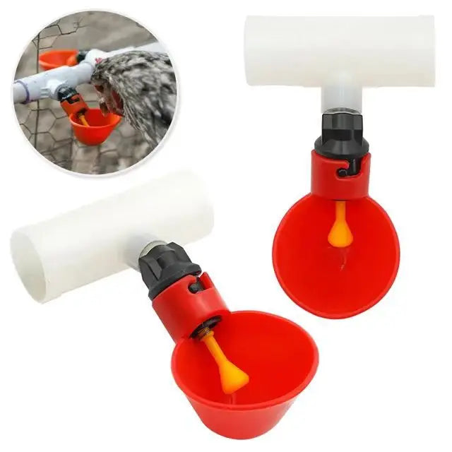 2Pcs Automatic Poultry Drinker Bowl Cups with Nipple Valve Poultry Drinker Bowl Nixie 2 Pcs