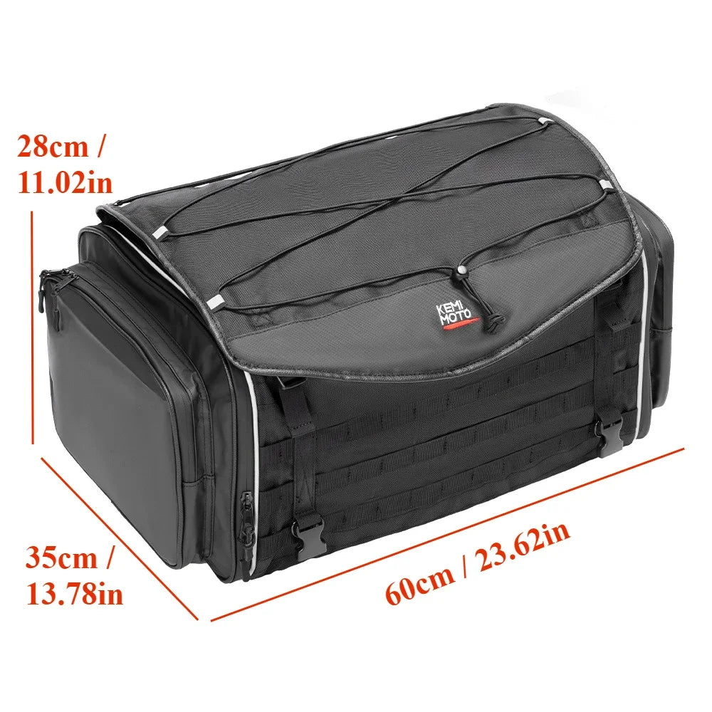 KEMITOUR Expandable Motorcycle Tail Bag – Waterproof Seat Pack Motorcycle Tail Bag Nixie 50L