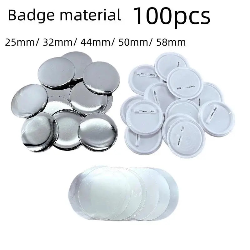 100 Sets Blank Tinplate Button Badges 25/32/44/58mm DIY Badge Making Supplies Nixie