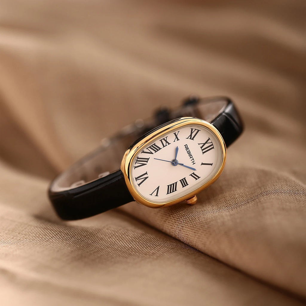 REBIRTH Leather Quartz Watch – Roman Numeral Dial | Fashion Leather Strap Watch Nixie