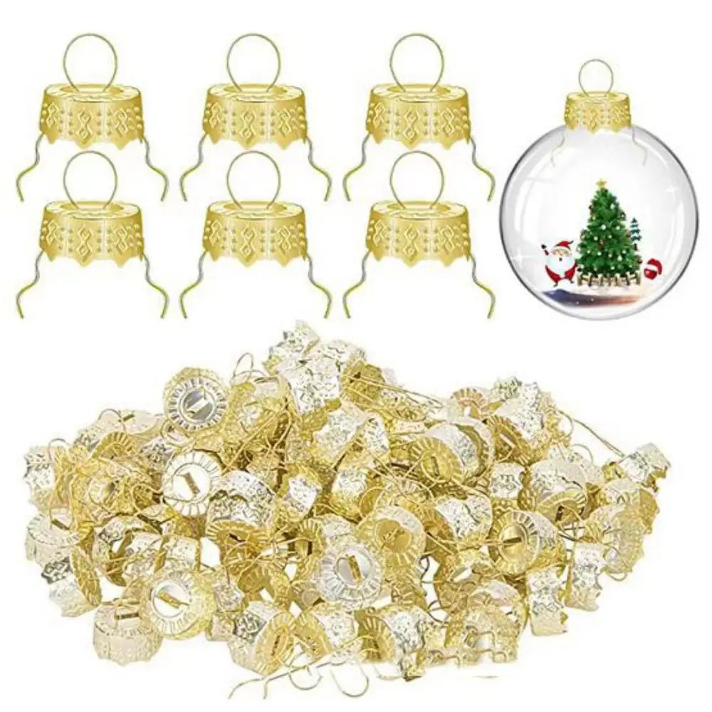 50PCS Aluminium Christmas Ball Caps Gold Silver DIY Ornaments Christmas Ornament Caps Nixie