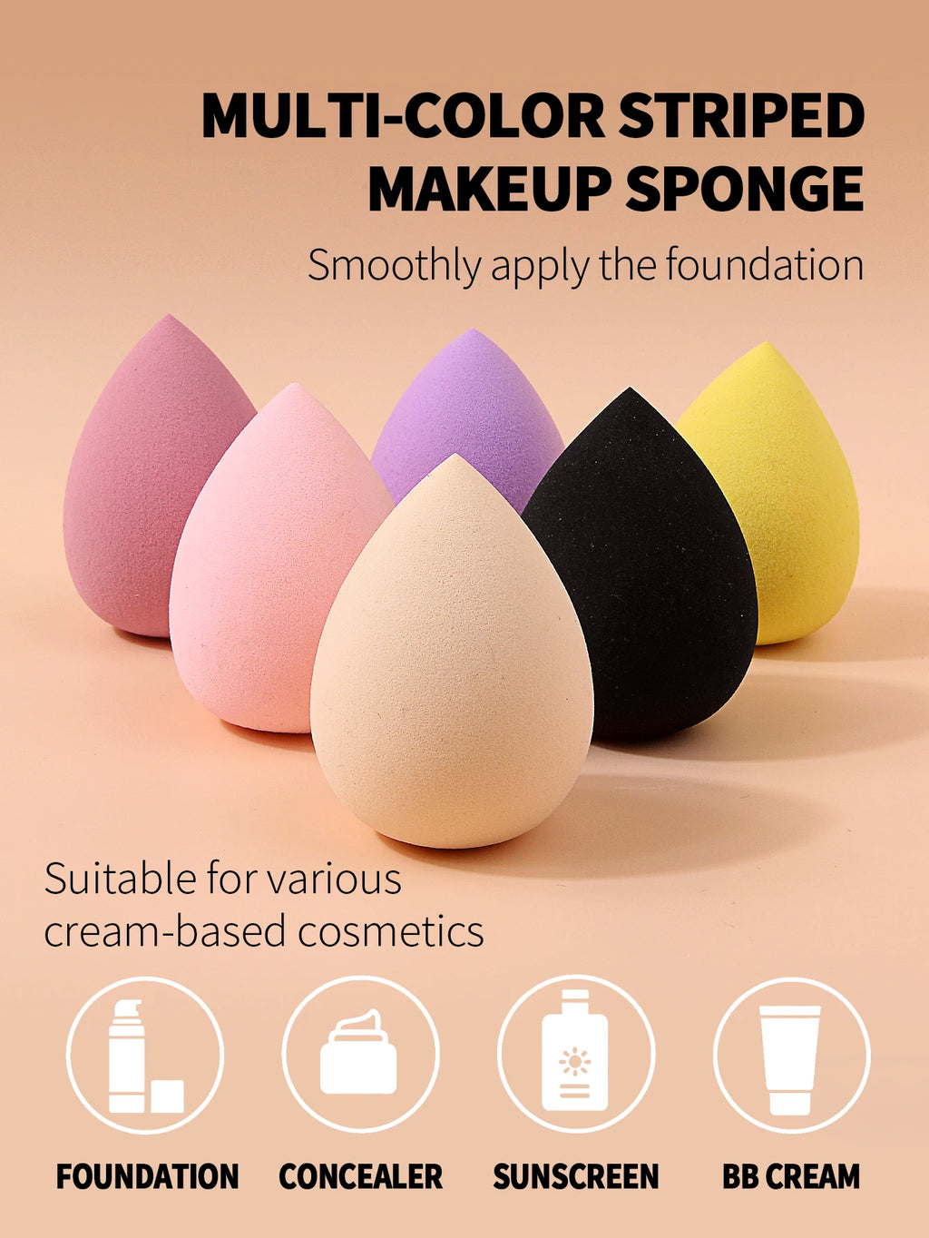 Water Drop Makeup Sponge – Wet & Dry Cosmetic Puff 6-Pack Makeup Sponge Puff Nixie