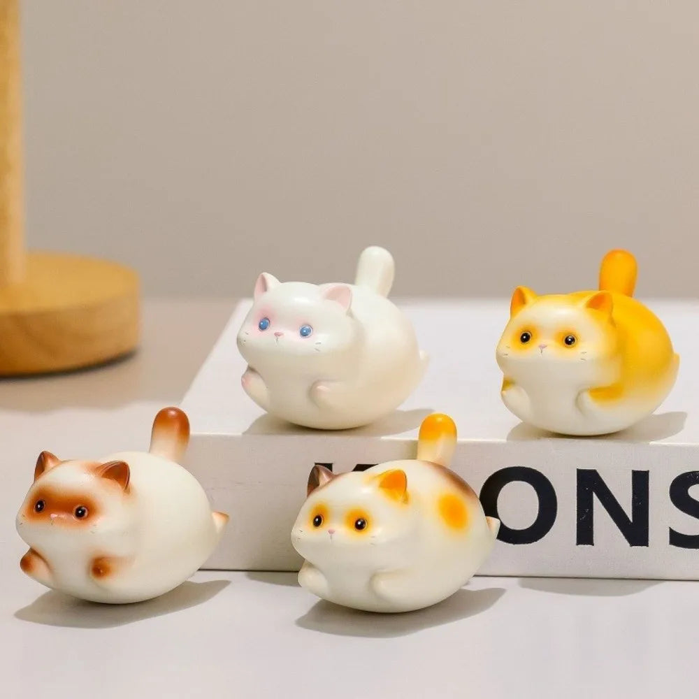 Cartoon Lucky Cat Rocking Figurine – Mini Resin Cat Doll Décor Cat Rocking Figurine Nixie