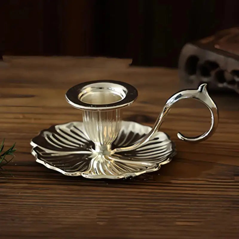 Retro Teacup Metal Chamberstick Candle Holder with Handle Chamberstick Candle Holder Nixie A2