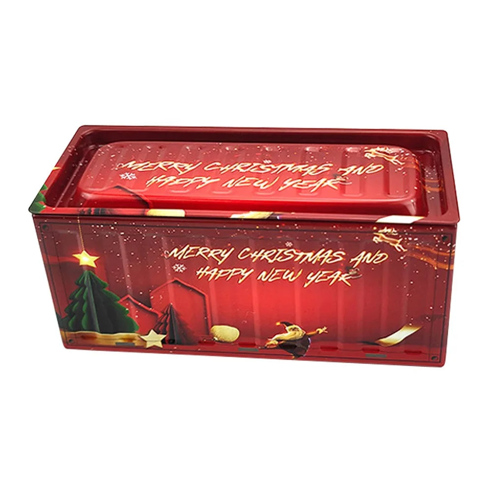 Vintage Christmas Tin Box | Retro Industrial Mini Storage