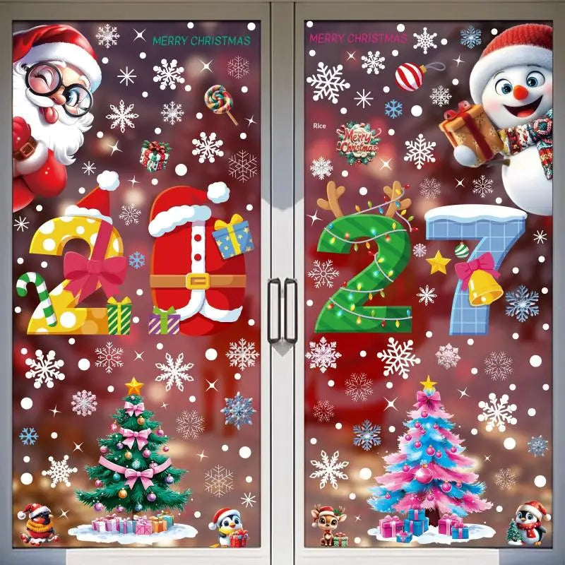2027 Christmas Window Stickers – 4/5 Sheets Xmas Decals Christmas Window Decals Nixie