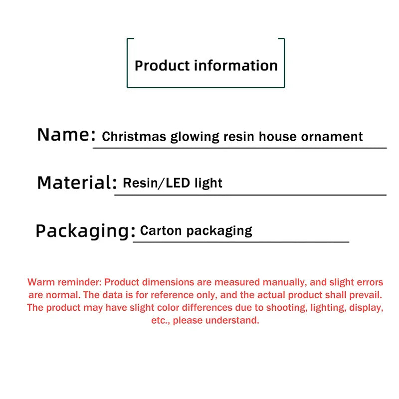 Mini LED Christmas Village House – Xmas Winter Décor Gift Christmas Village Decor Nixie